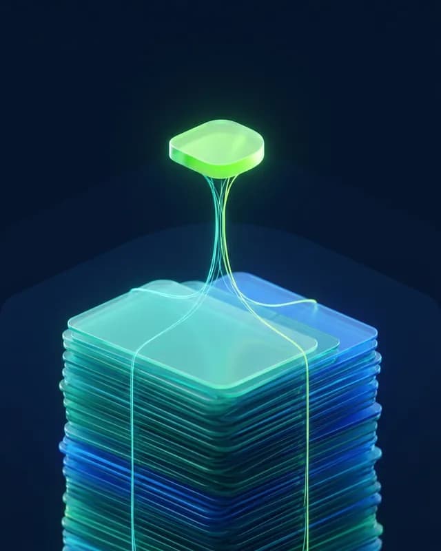 A deep stack of source records below, and the single small result they produced above.