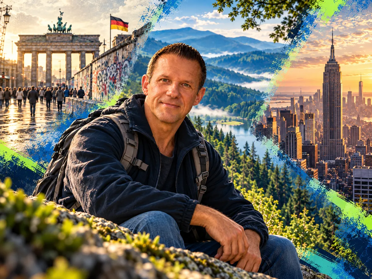 Wolf Krammel, with Berlin, the Black Forest and New York behind him